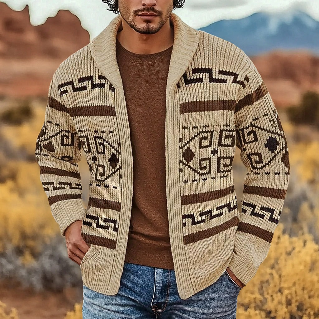 Geometric Band Zip Cardigan
