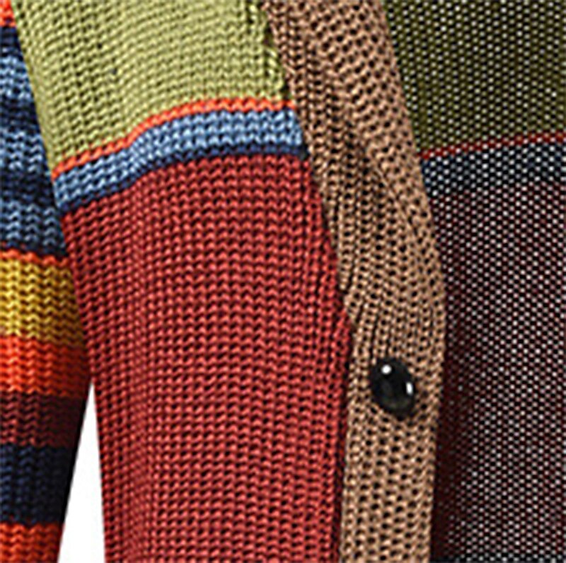 Rainbow Stripe Shawl-Collar Cardigan