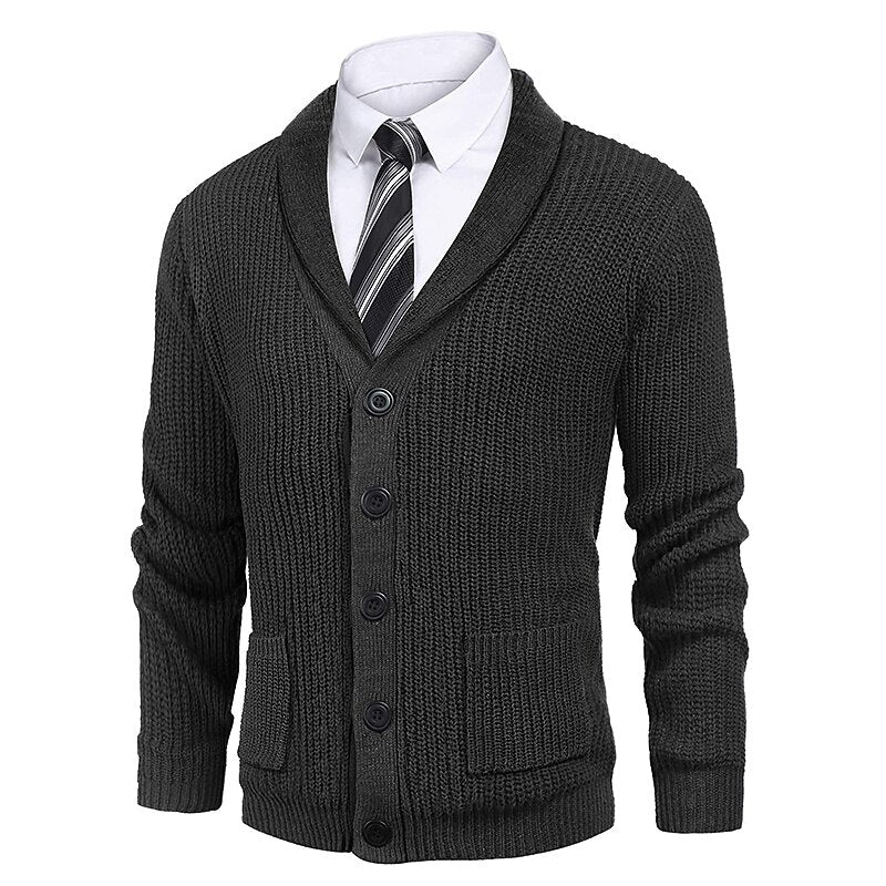 Ribbed Pocket V-Neck Cardigan