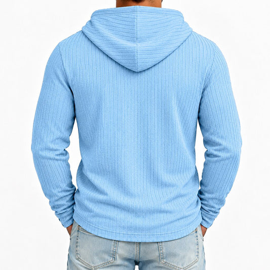 Ribbed Lace-Up Hoodie