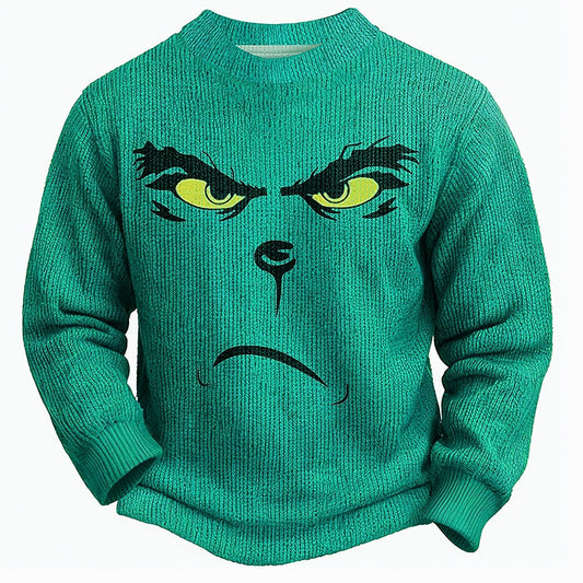 Grumpy Green Face Christmas Sweater
