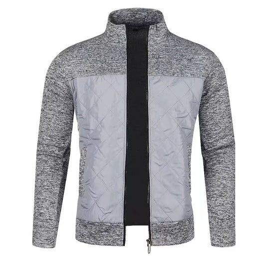 Contrast Chest Panel Zip Cardigan