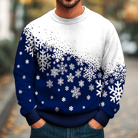 Diagonal Snowflake Color Block Sweater