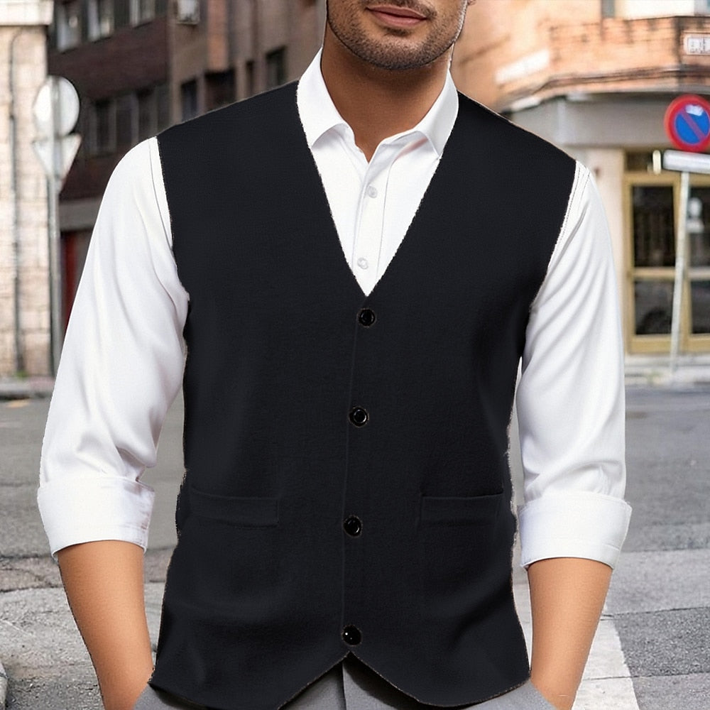 Classic Buttoned Cardigan Vest