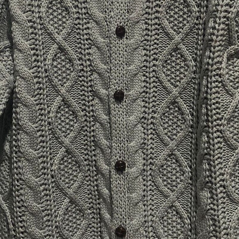 Raised Cable Stand-Collar Cardigan