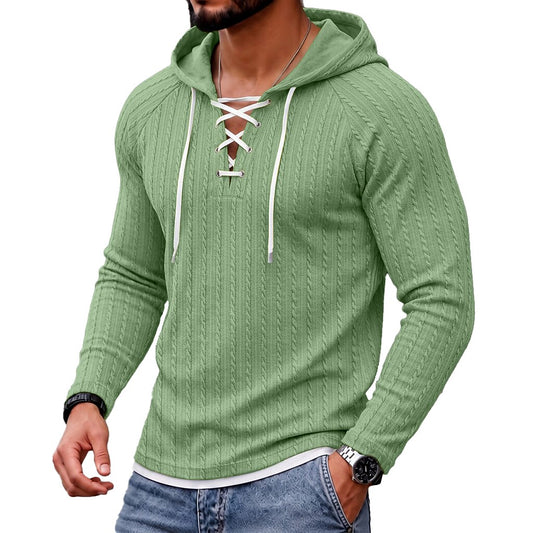 Layered Hem Lace-Up Hoodie
