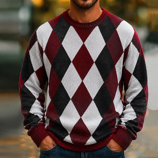 Classic Argyle Crew Neck Sweater