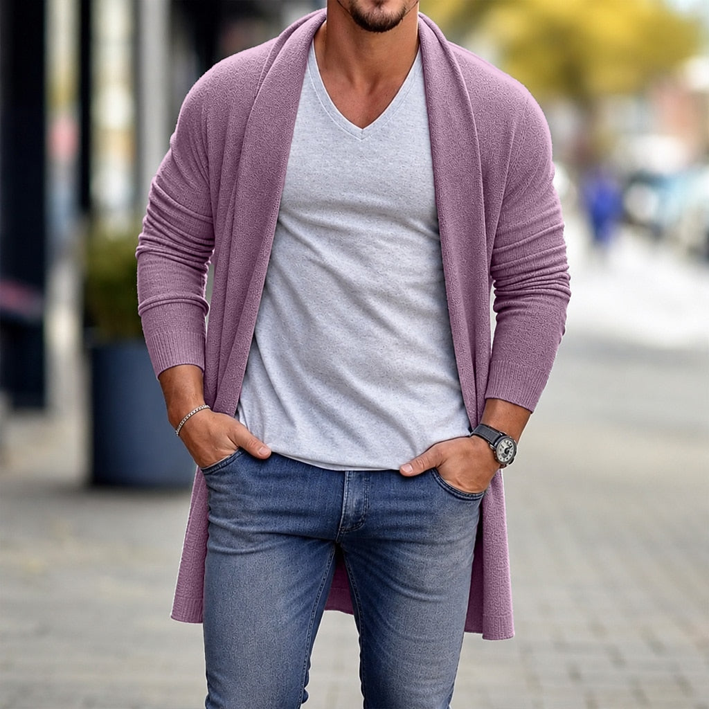 Fine Rib Open-Front Cardigan
