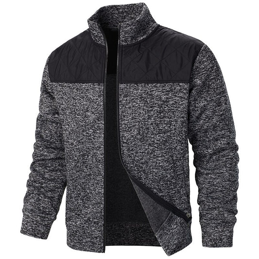 Contrast Yoke Zip Cardigan