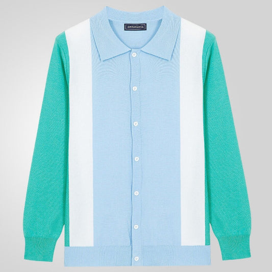 Contrast Sleeve Collar Cardigan