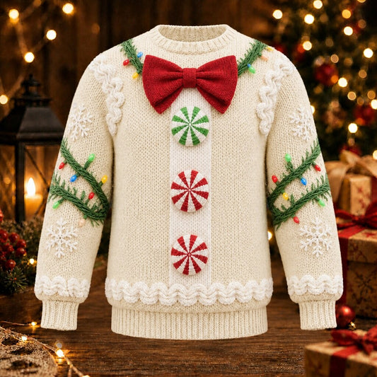 Gingerbread Bow Tie Christmas Sweater