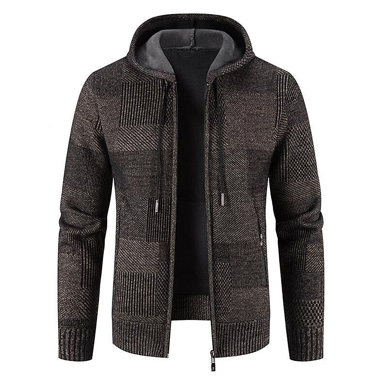 Waffle Hooded Zip Cardigan