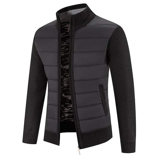 Quilted Front Zip Cardigan