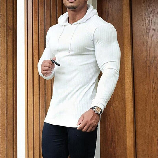 Ribbed Pullover Drawstring Hoodie