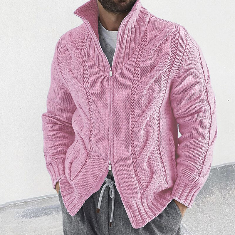 Oversized Cable Zip Cardigan