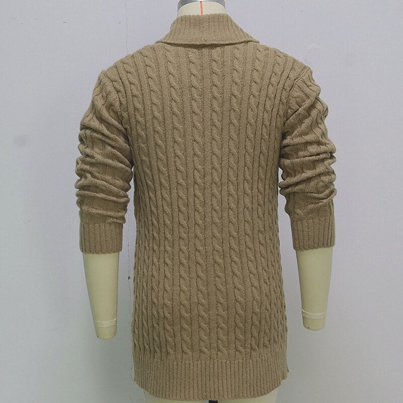 Drop-Shoulder Shawl-Collar Cardigan