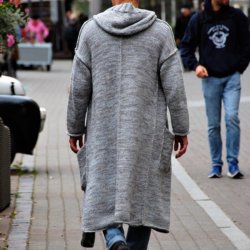 Longline Hooded Pocket Cardigan