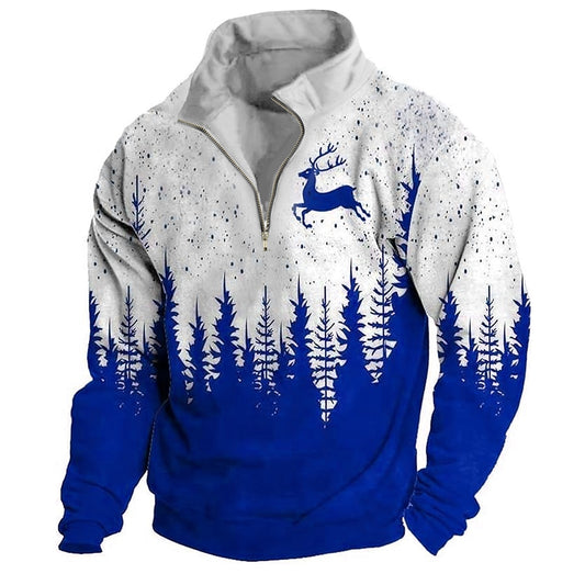 Reindeer Pine Border Half-Zip Sweatshirt