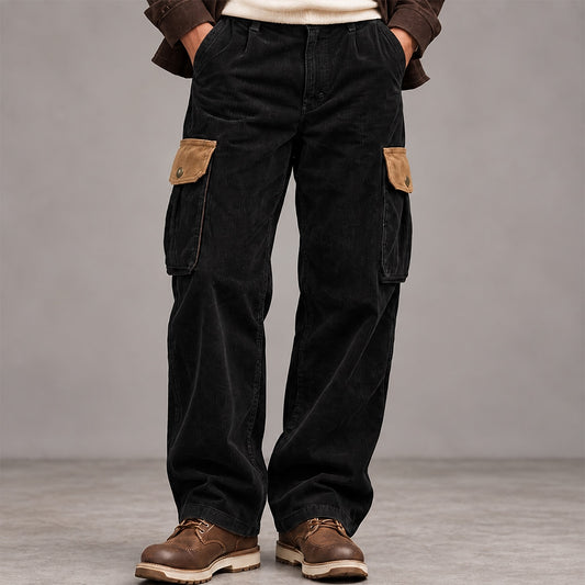 Contrast Pocket Corduroy Cargo Pants