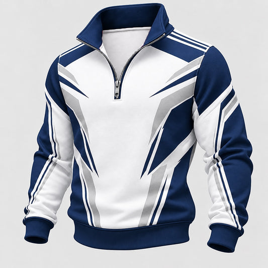 Angular Racing Stripe Half-Zip Sweatshirt