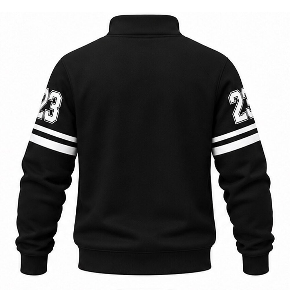 Men's Chinese Character Text Number Half-Zip Sweatshirt