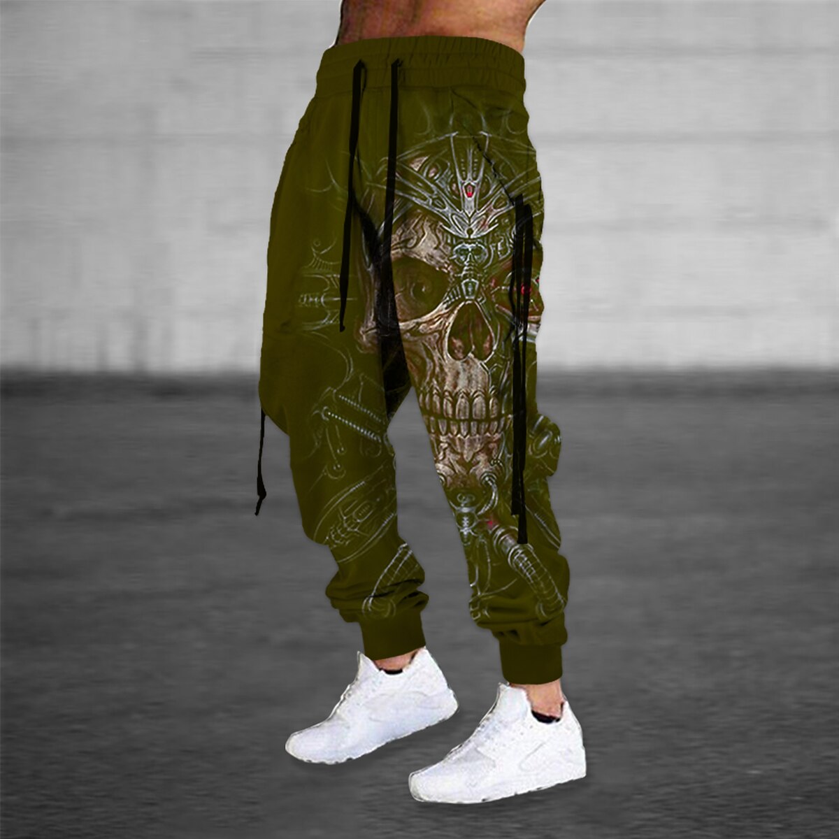 Men's Tribal Skull Print Long Pants Casual Jogger Sweatpants