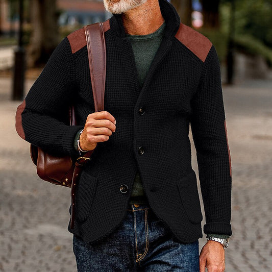 Contrast Shoulder Knit Cardigan