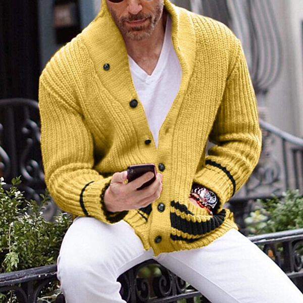 Contrast Pocket V-Neck Cardigan