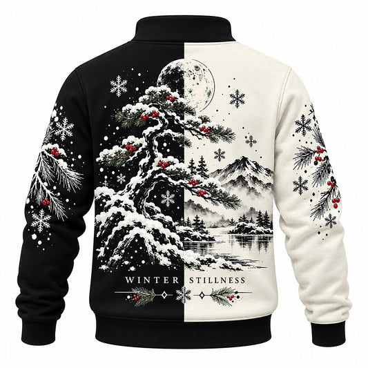 Winter Stillness Calligraphy Half-Zip Sweatshirt