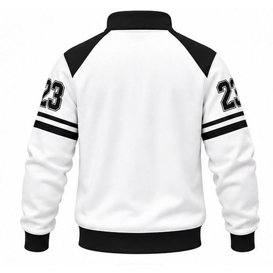 Zen Japanese Calligraphy White Half-Zip Polo Sweatshirt