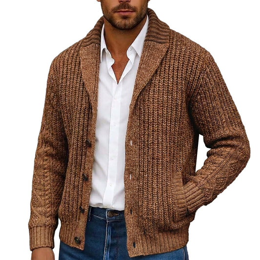 Longline Cable Shawl Collar Cardigan