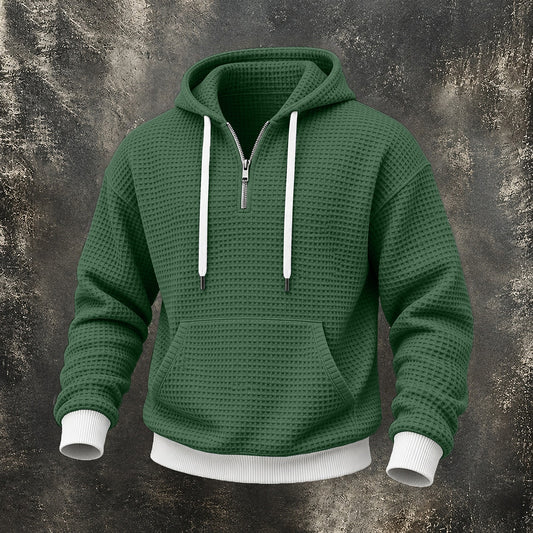 Waffle Quarter-Zip Pocket Hoodie