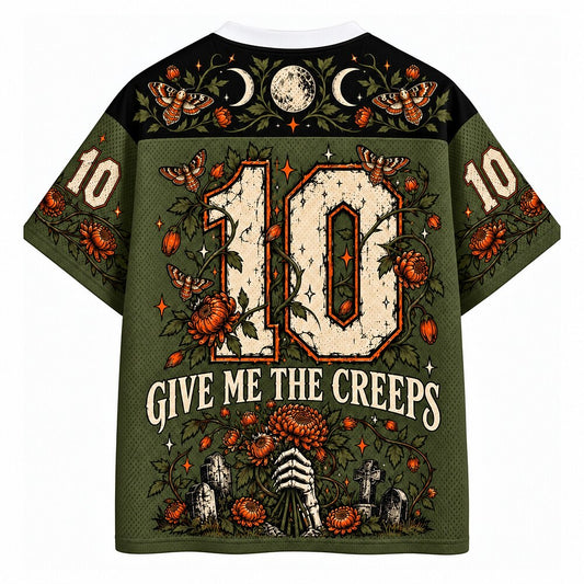 People Give Me the Creeps Skeleton V-Neck Mesh Jersey