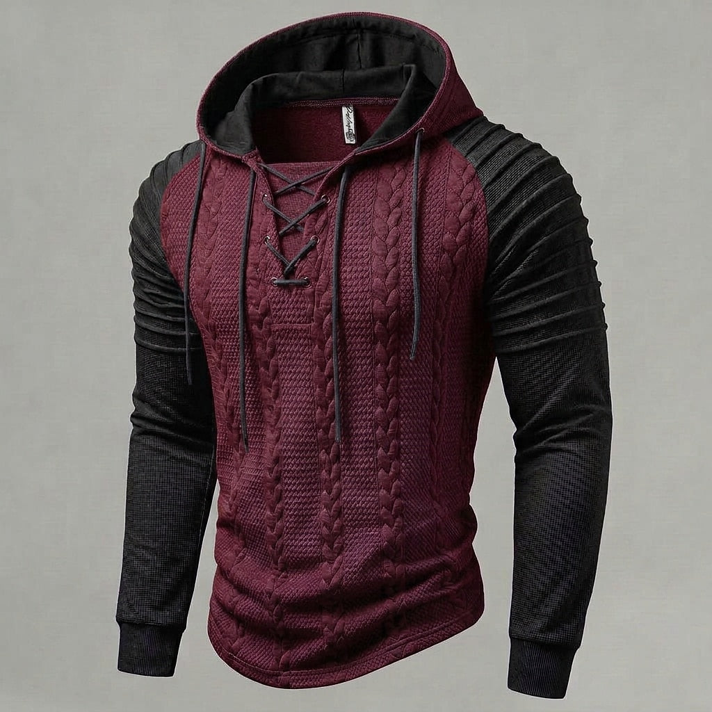 Cable Knit Lace-Up Hoodie