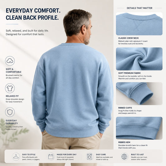 Zip Chest Pocket Crew Neck Sweatshirt