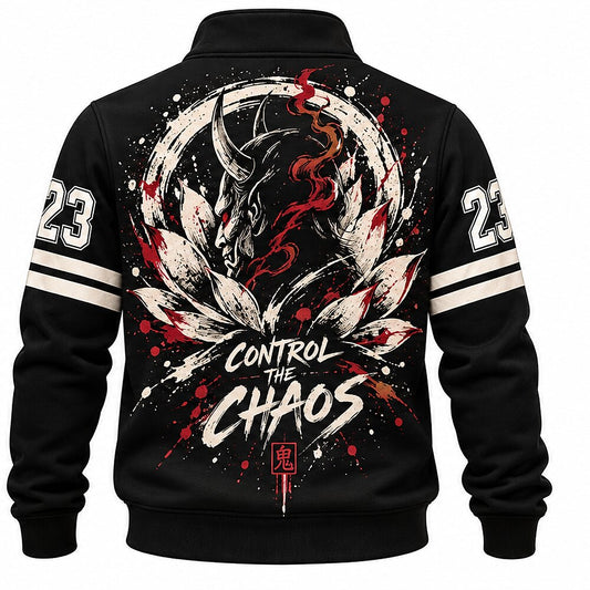Oni Mask and Lotus Half-Zip Sweatshirt