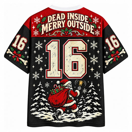 Skeleton Santa Christmas Mesh Jersey