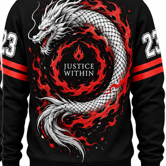 Justice Dragon Calligraphy Half-Zip Sweatshirt