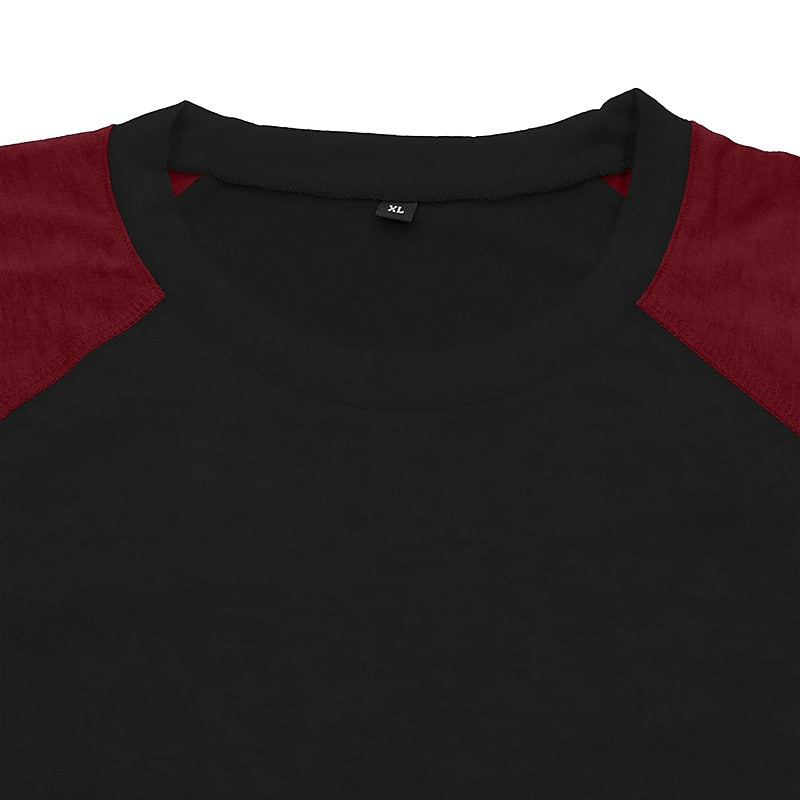 Contrast Raglan Henley Long Sleeve T-Shirt
