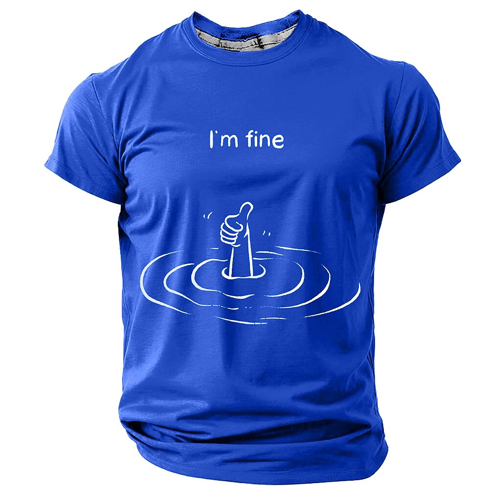 Men's Sinking Thumbs-Up Print Short Sleeve Humorous Graphic T-Shirt