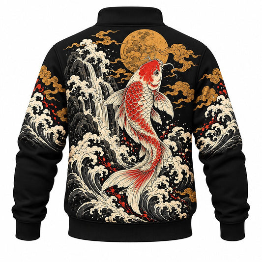 Crashing Waves Twin Koi Half-Zip Sweatshirt