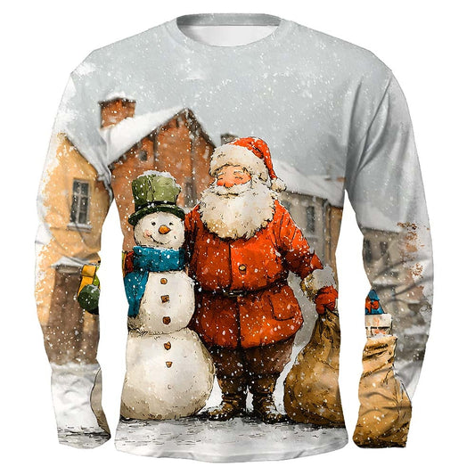 Vintage Holly Santa Long Sleeve T-Shirt