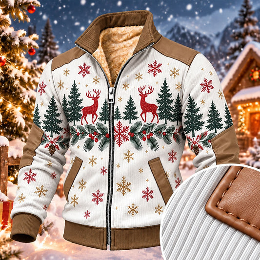Reindeer Pine Forest Zip-Up Sweatshirt
