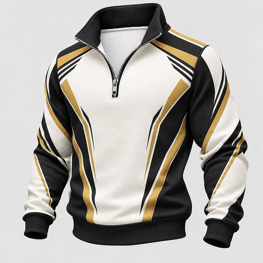 Diagonal Sash Half-Zip Sweatshirt