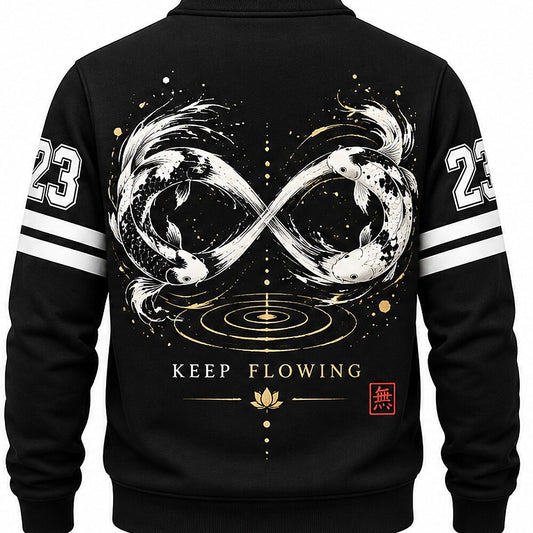 Golden Lotus Twin Koi Half-Zip Sweatshirt