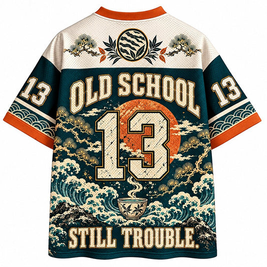 Old School Still Trouble Samurai Tiger Number 13 Mesh Jersey
