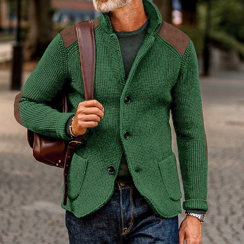 Contrast Shoulder Knit Cardigan