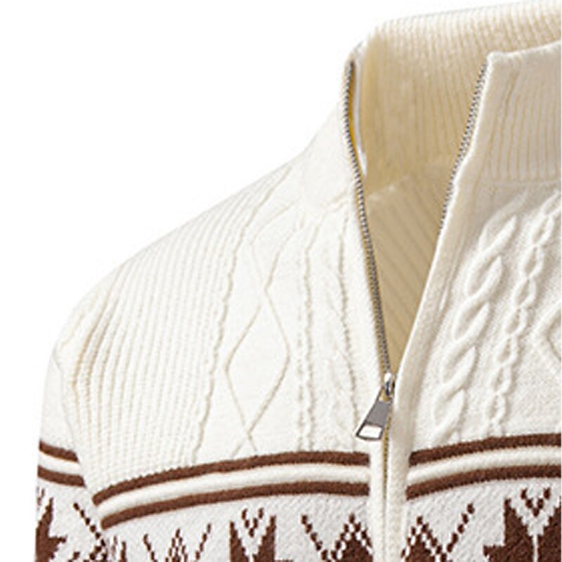 Snowflake Band Cable Zip Cardigan