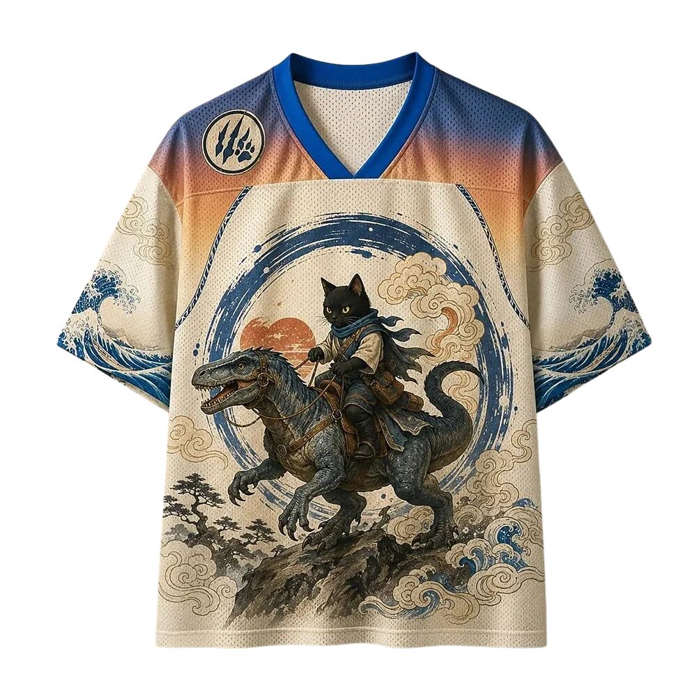 Men's Cat Dinosaur Number Graphic V-Neck Sports Jersey