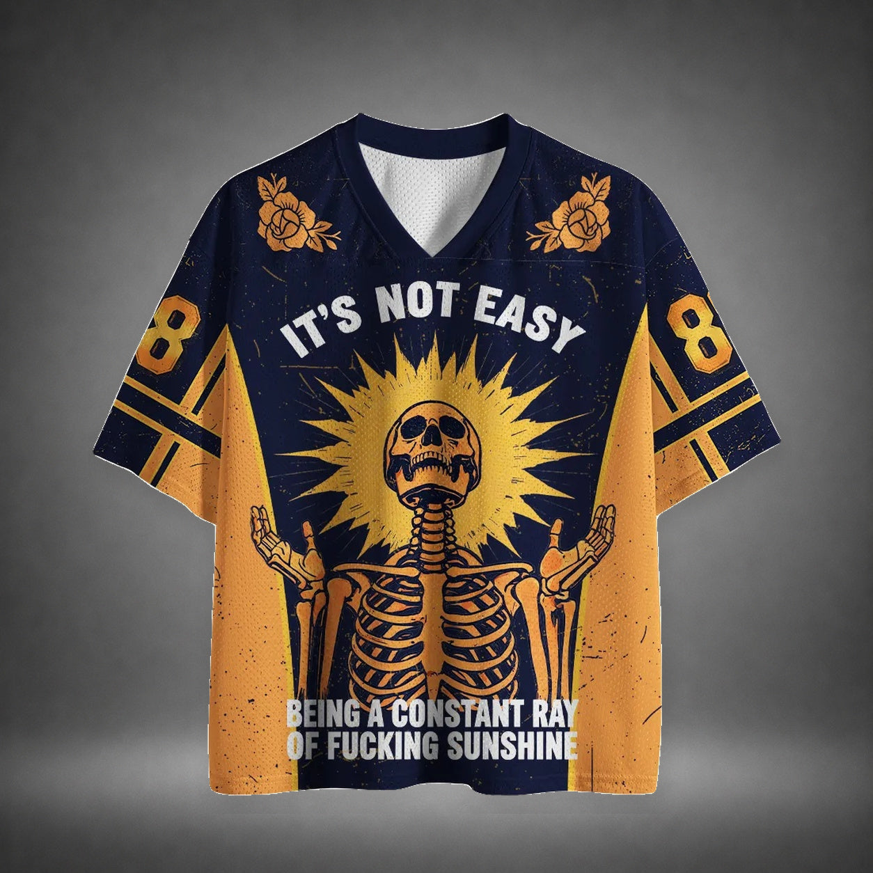 Men's Argentina Sunshine Skeleton Print Short Sleeve Soccer Jersey T-Shirt